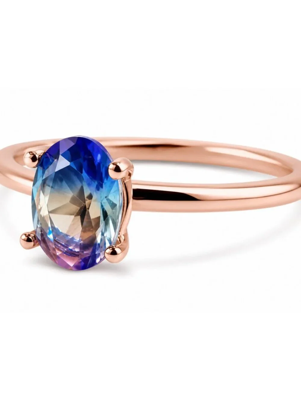 Created 1.05 Cts Tourmaline Ring 14k Rose Gold Plated (.925)